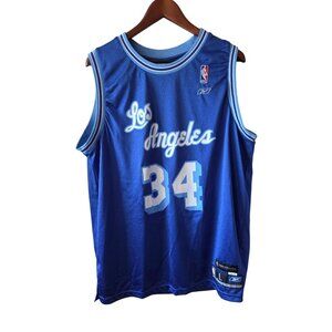 LA Lakers Shaquille ONeal #34 Mens Size L NBA Blue white Jersey